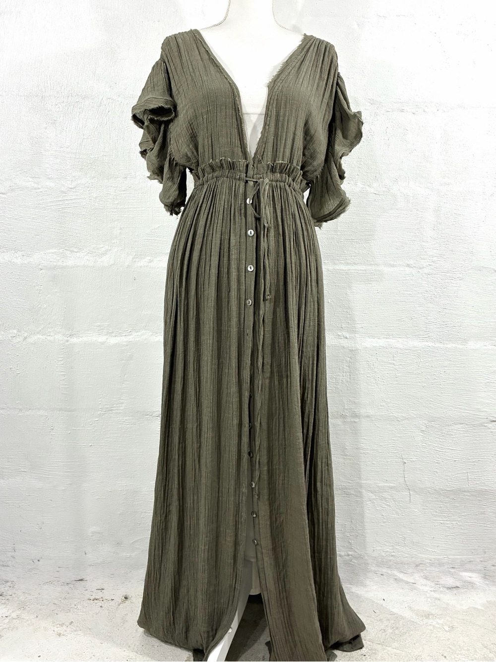 PEACH LOVE CALIFORNIA BOHO DEEP V NECK MAXI DRESS
